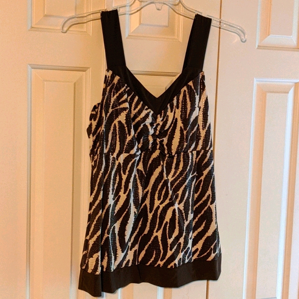 Maurices large brown cream zebra tank top